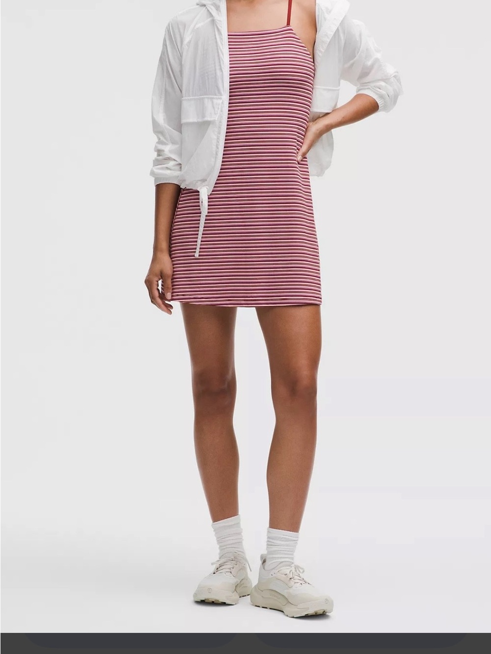 lululemon athletica Pink & White Striped Tank Mini Dress